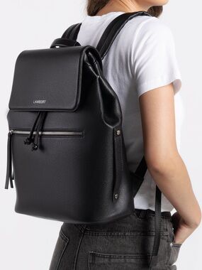 Lambert Brand New RILEY Black Pebble Vegan Leather Backpack